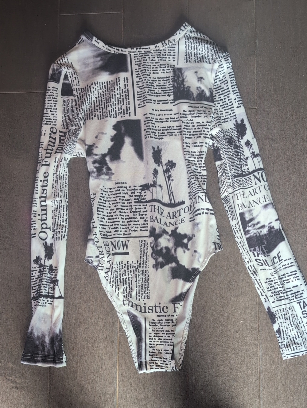 Ladies Black & White Long-Sleeve Bodysuit